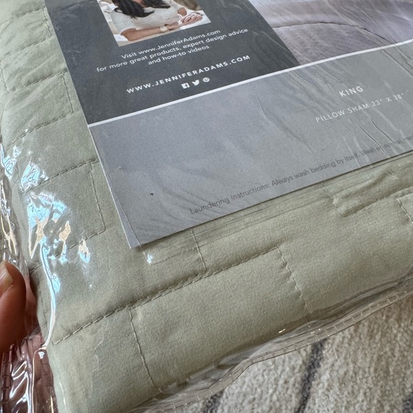Jennifer Adams Quilted Pillow Sham - sage - Picture 2 of 2